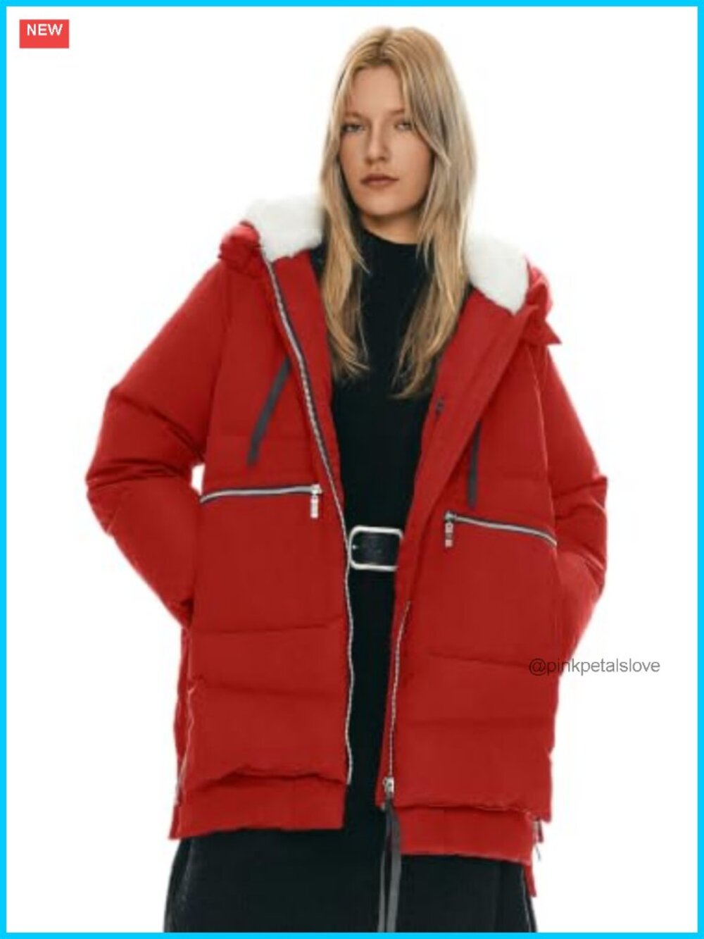 Women's Thickened Polyester Down Jacket Hooded Winter Coat with Pockets